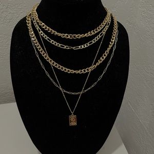 5 piece gold chain necklace set